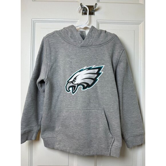 Philadelphia Eagles Youth Gray Pullover Hoodie with Logo - Size Medium 5/6 - Picture 1 of 7
